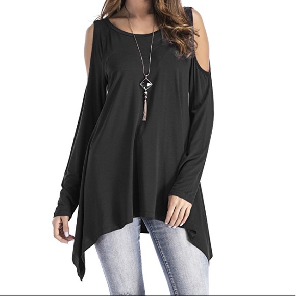 Tops - Beautiful women cold shoulder long sleeve top